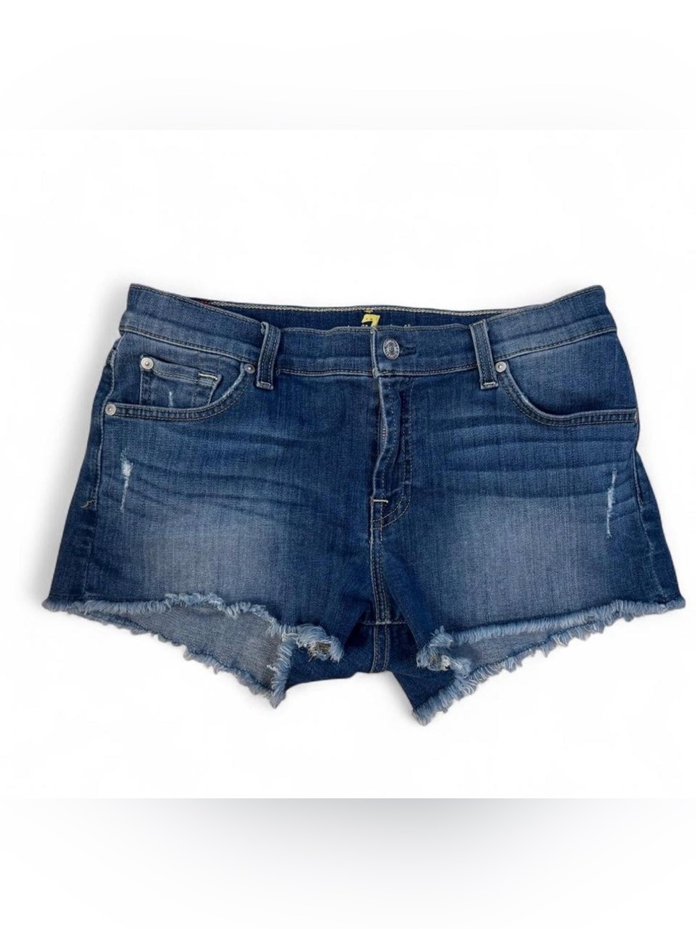 7 For All Mankind Women’s Cutoff Jean Shorts with Distressed Detailing Size:29